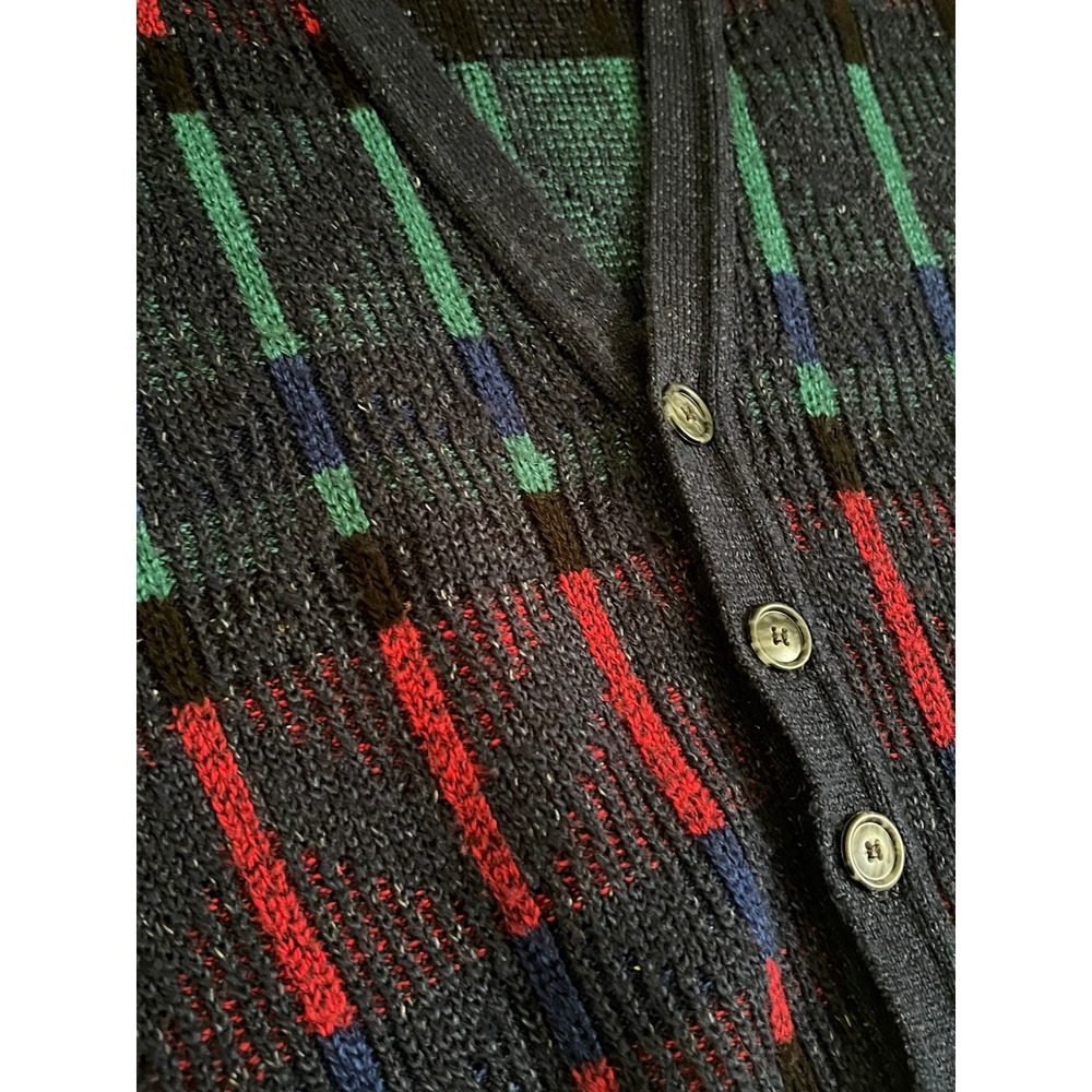 Vtg Plaid Knit‎ Sweater Vest Eclectic Grandpa Preppy 90s Made in USA V-Neck - Picture 7 of 10